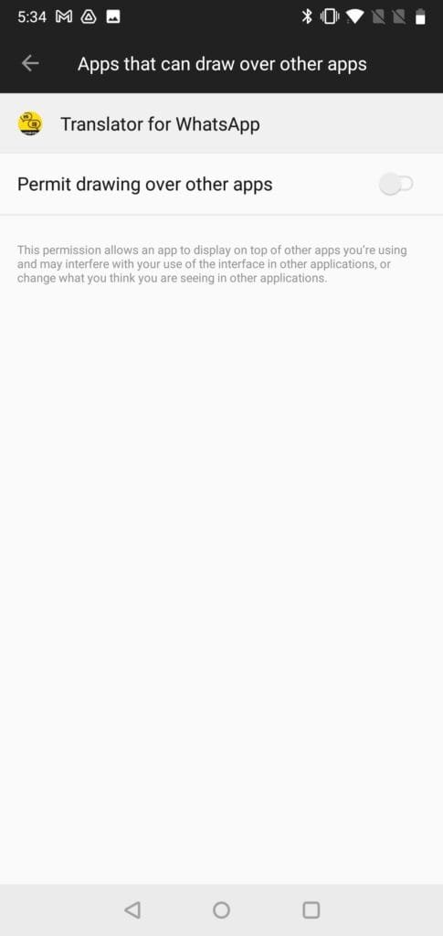 Find Translator for WhatsApp in settings